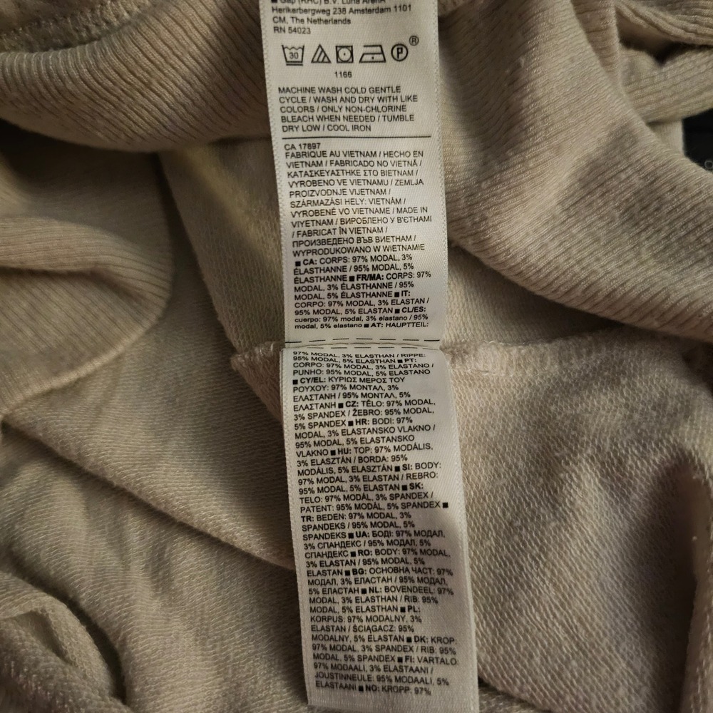 Athleta Studio Barre Sweatshirt Off Shoulder Thumbholes Beige Women's Size Small - Picture 5 of 6
